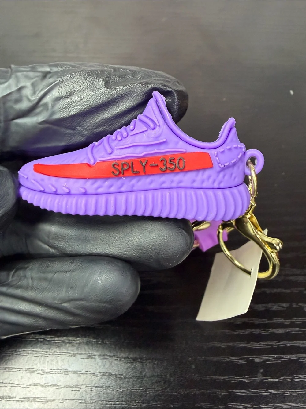 Purple Sneaker Keychain with Red Stripe